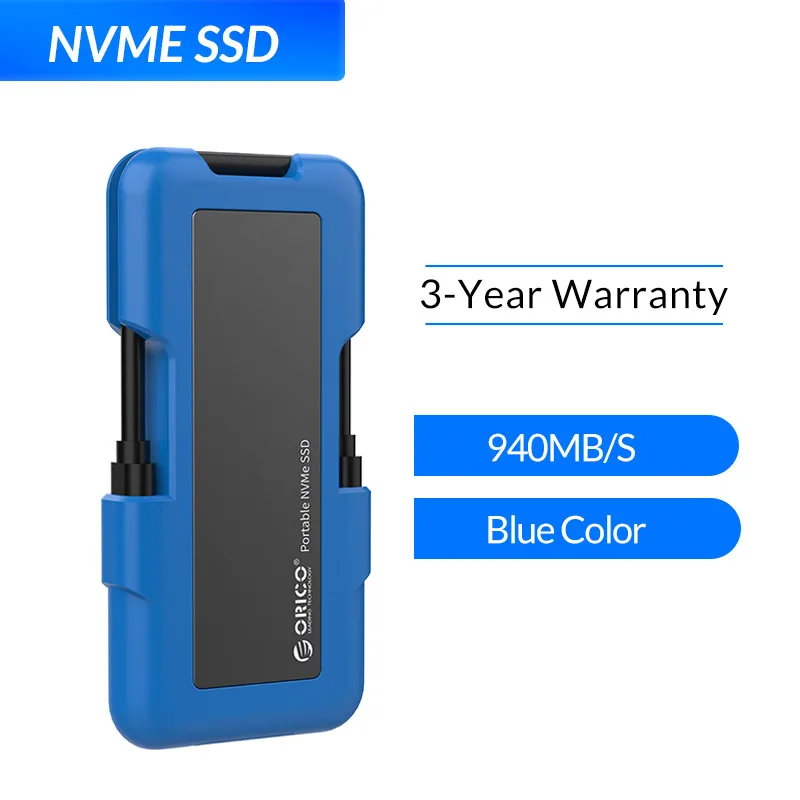 ORICO внешний твердотельный накопитель SSD жесткий диск 1 ТБ SSD 128 ГБ 256 ГБ 512 ГБ M.2 NVME NGFF портативный SSD с type C USB 3,1 - Цвет: NVME Blue