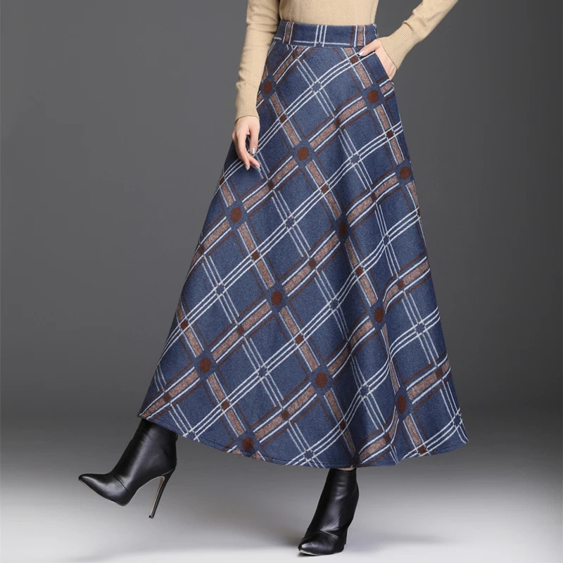 Тканевые юбки qiu dong и женские юбки с высокой талией, утолщенная юбка с зонтиком, длинная юбка