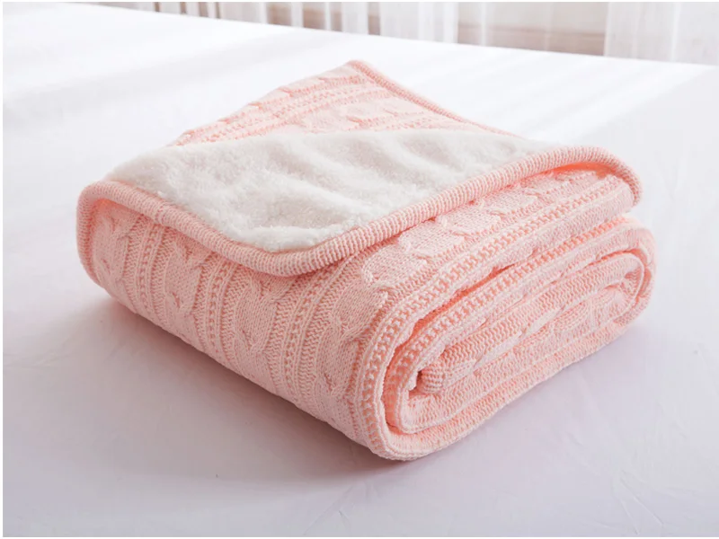 Pink-orange Новинка, 9 цветов,, высокое качество, овечье вельветовое одеяло, зимнее теплое вязаное шерстяное одеяло, диван/покрывало для кровати, 120*180 см - Цвет: Pink-orange