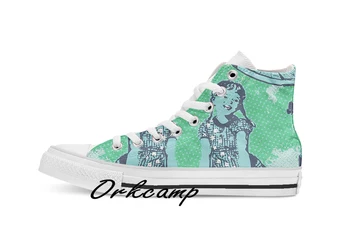 

Vintage UFO Custom Casual High Top lace-up Canvas shoes sneakers Drop shipping