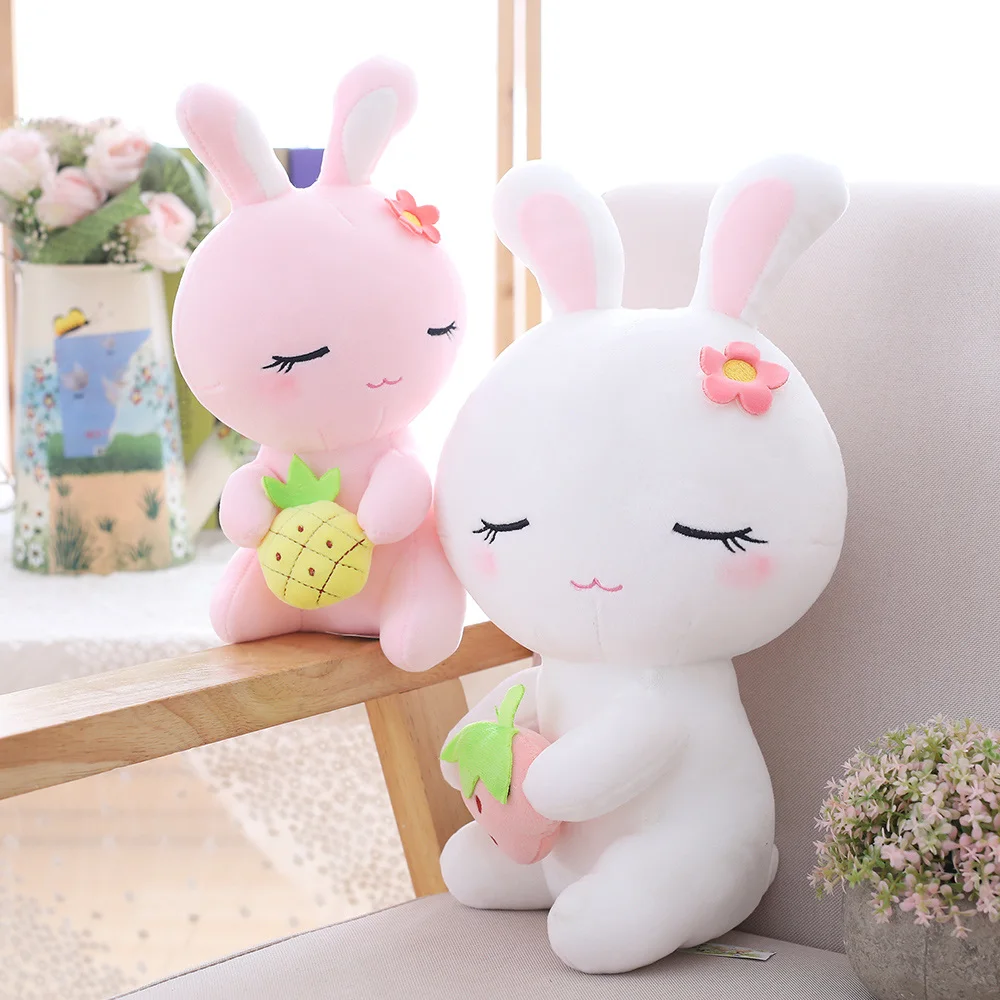 Wholesale cute stuffed animal stuffed animal white rabbit down cotton corns bunny doll pillow pillow children's favorite gift to