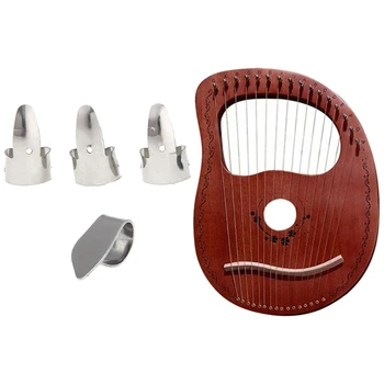 

SEWS-3Pcs Metal Ukulele Banjo Guitar Finger Picks and 1Pcs Thumb Pick Plectrums & 1set Lyre Harp 16 String Harp Small Harp