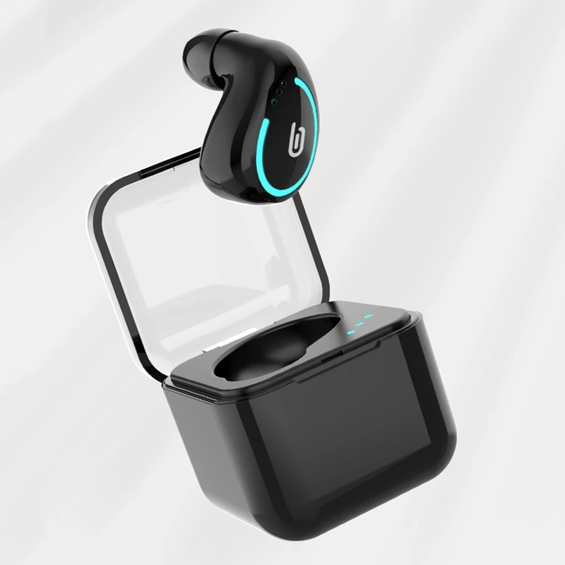 Single Ear Wireless Mini Bluetooth Headset with Invisible Earbud Sports with Charging Bin 5 0 Earbuds Press Waterproof Headset
