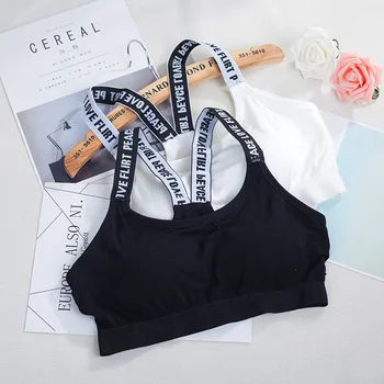 

New Style Seamless Underwear Tube Top English Lettered Camisole GIRL'S Sports bei heart·traeh dai Chest Pad Beauty Back Wrap-aro