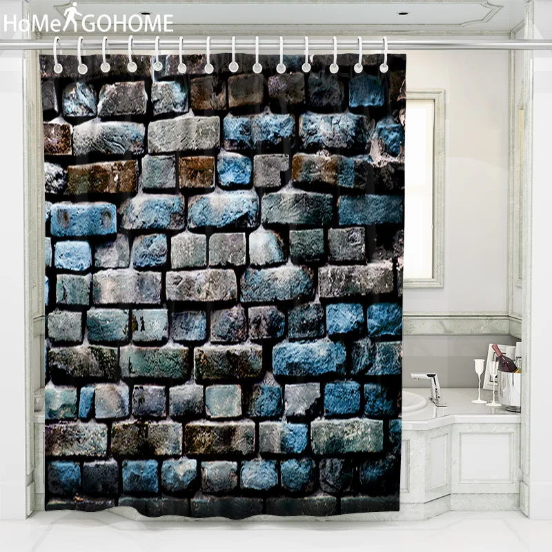 

Retro Brick Wall Shower Curtains 3D Waterproof Shower Curtain Bath Curtain Polyester Waterproof Bathroom Curtain Plus Large Size