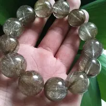 Натуральный Серебряный кварц рутиловое стекло стрейч браслет из бисера 18 мм