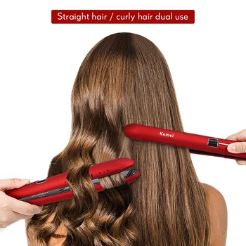 

Kemei LCD Display Hair Straightener Curling Iron 100-220 Degrees 110-220V Ion Hair Straightener PTC 10 Seconds Rapid Heating 36D