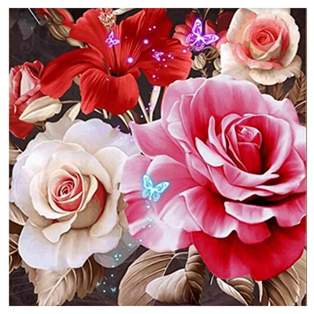 LZAIQIZG Diamond Painting Full Square/Round Rose Flower Embroidery Fantasy Butterfly Cross Stitch Home Decoration | Дом и сад