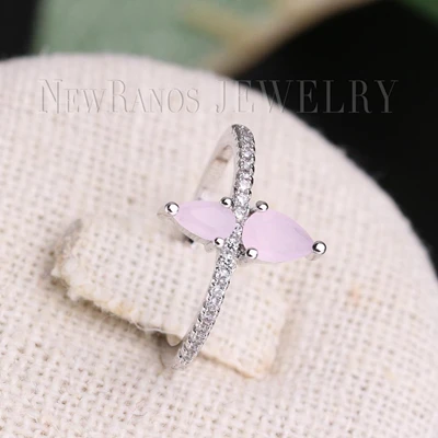 Кольца Newranos с кубическим цирконием, Покрытые черным геометрическим кристаллом, кольцо для женщин, вечерние свадебные кольца RGY002122 - Цвет основного камня: milky pink in white