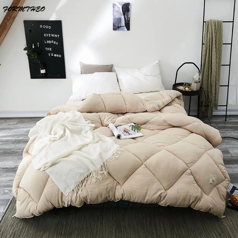 cotton quilt VESCOVO зима осень хлопковые стеганые одеяла плед двуспального размера хлопок заполненное одеяло для кровати 200*230 220*240 см - Цвет: cotton quilt
