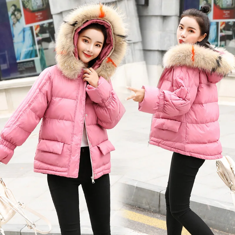 

2018 Winter New Style Korean-style Large Fur Collar Cotton-padded Clothes Women's Short Thick down Jacket Cotton-padded Clothes