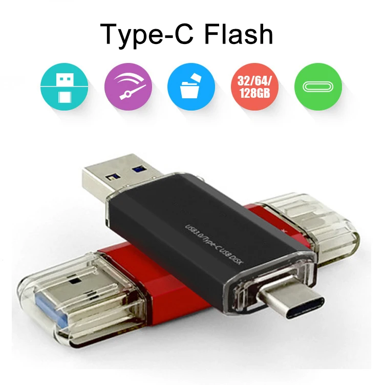 Флеш-накопитель USB type C для мобильного телефона USB 3,0 16 ГБ 32 ГБ USB C Флешка 64 Гб карта памяти 128 ГБ накопитель для настольного ноутбука планшета