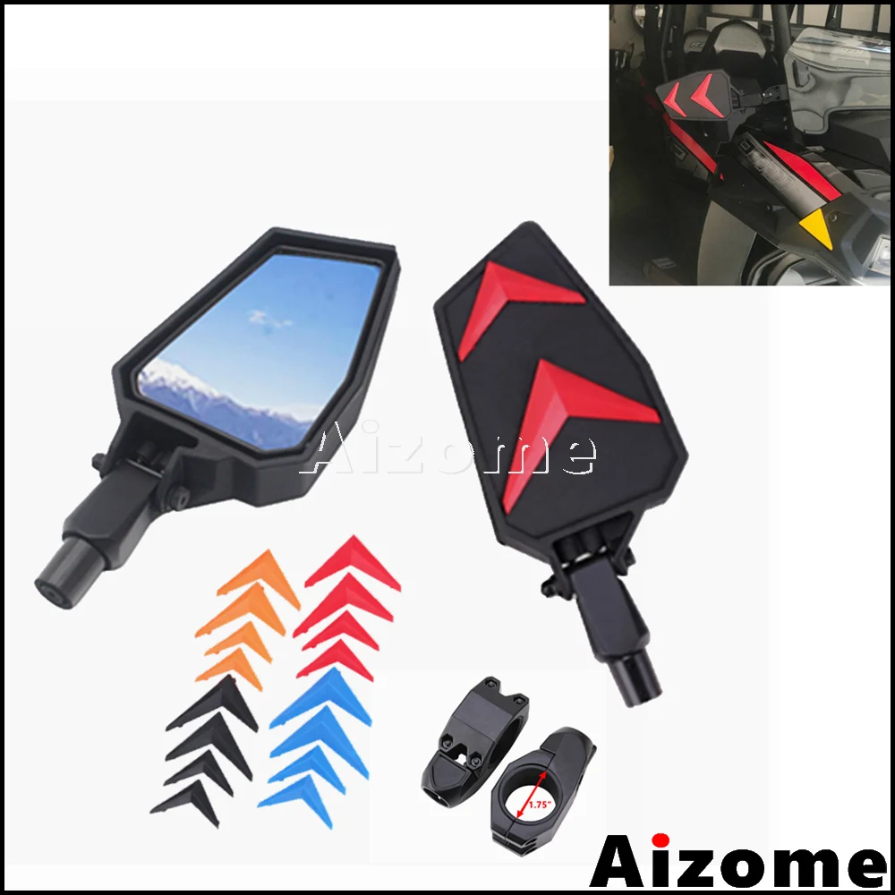 

UTV Mirrors Custom Mirrors Colors Housing 1.75" Racing Rearview Side Mirrors For Polaris Ranger RZR Yamaha Rhinos Honda Pioneer