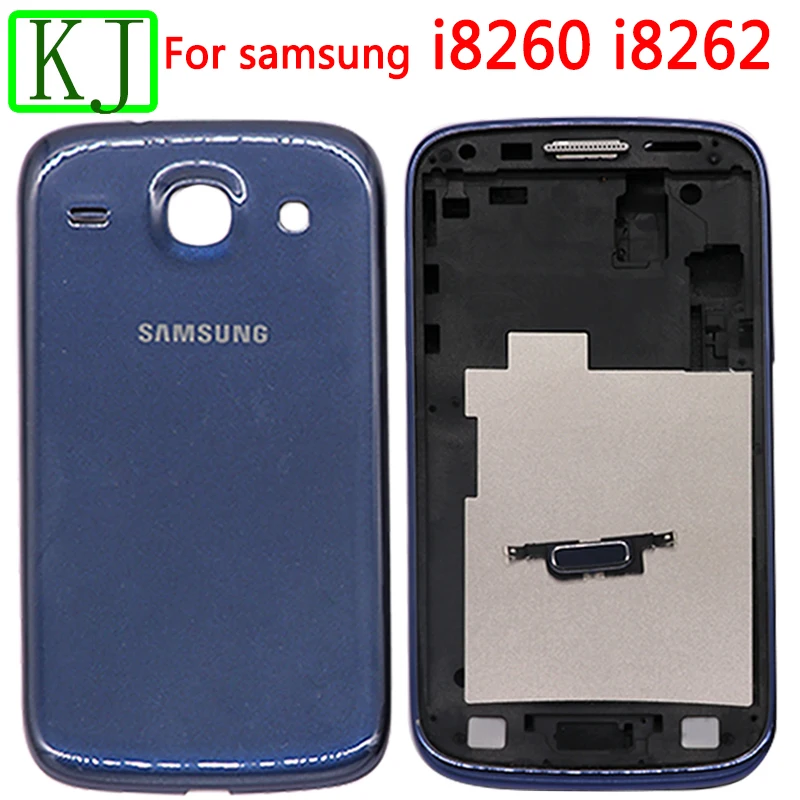 Полный корпус для samsung Galaxy Core I8260 i8262 передняя рамка+ пластина средней рамы с ободком+ крышка батареи задняя дверь корпус