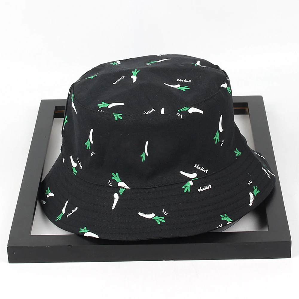 Panama Bucket Hat Men Women Summer Bucket Cap Cartoon Print Fisherman Hat Outdoor Double-sided Big Along Cap Folding Bucket Hat