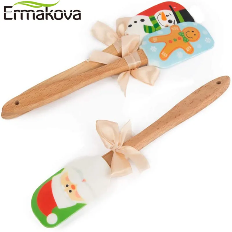 ERMAKOVA Christmas Silicone Spatula Santa Spatula Snow Man Spatula Mixing Batter Scraper Cream Butter Spatula Baking tools images - 6