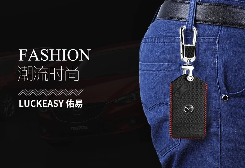 Luckeasy кожаный чехол для ключей 2 кнопки для Mazda 3 5 6 8 M8 CX-7 CX-9 Чехол для автомобильного смарт-ключа кошелек держатель для ключей key4y