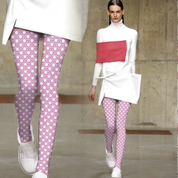 

European American High-end Catwalk Stockings Fish Scale Geometric Print Pantyhose Color Jacquard Leggings Stockings Women