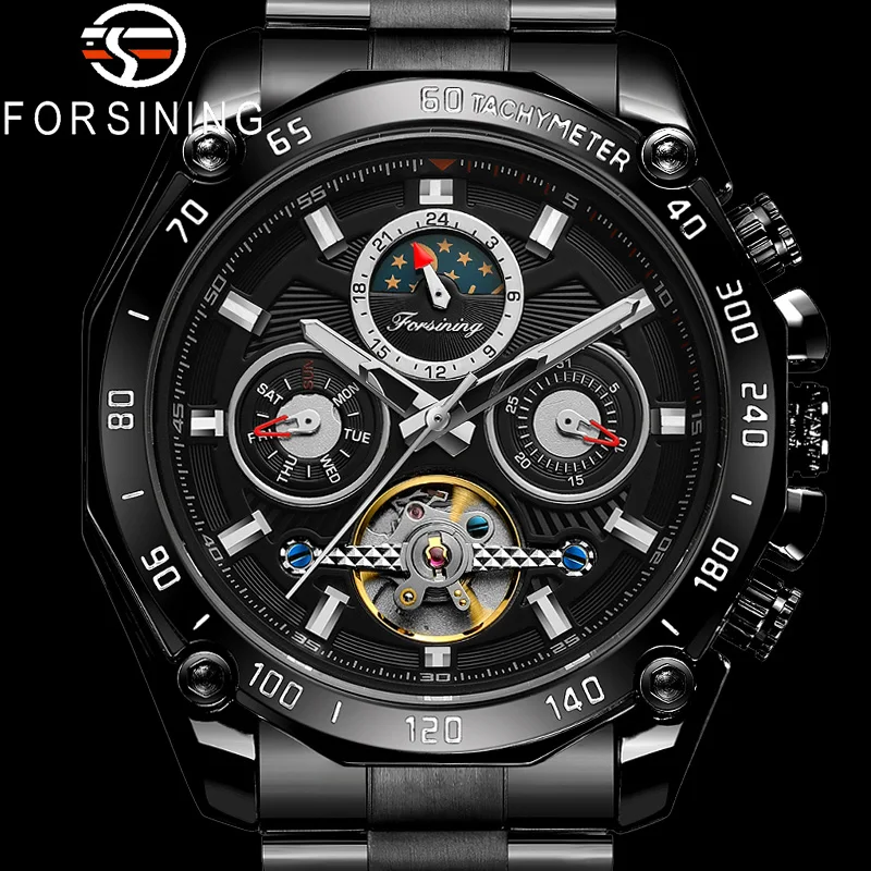 FORSINING Tourbillon автоматические механические мужские наручные часы военные