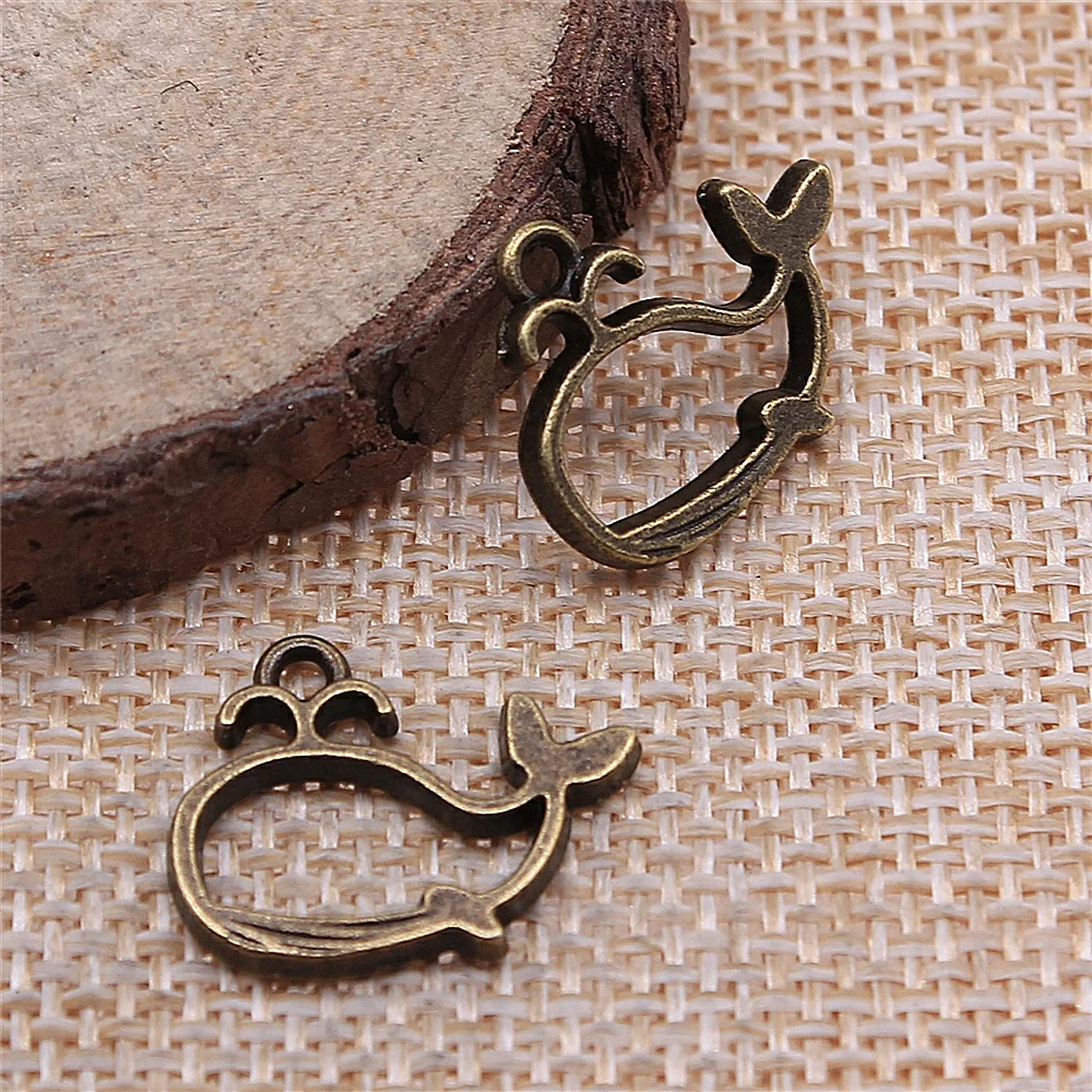 

free shipping 65pcs 16x19mm antique bronze whale charms diy retro jewelry fit Earring keychain hair card pendant accessories