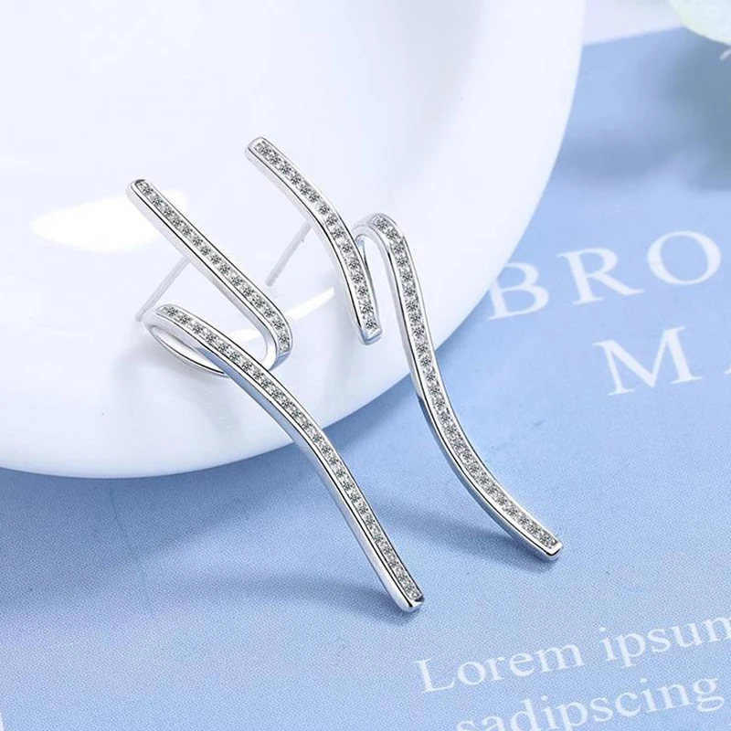 

5A Tiny Shiny Rhinestone Crystal Wave Drop Earrings Fashion Korean Style Tassel Earrings Wedding Jewelry Gift for Women Girls