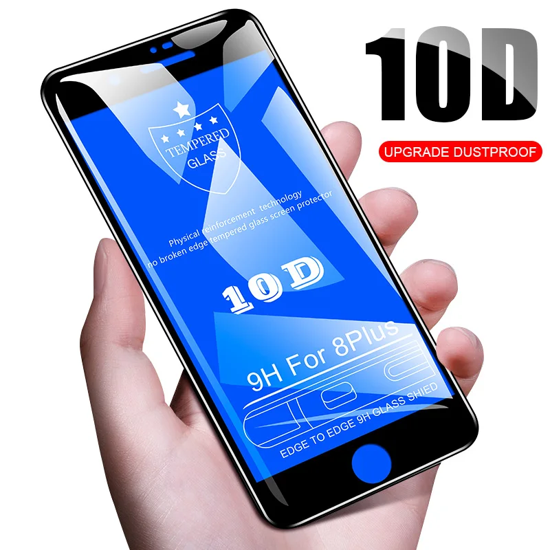 10 шт. 10D полное покрытие из закаленного стекла для Apple iPhone 11 Pro XS Max XR X 8 Plus 7 6 6S SE 5 5S Защитная пленка для экрана