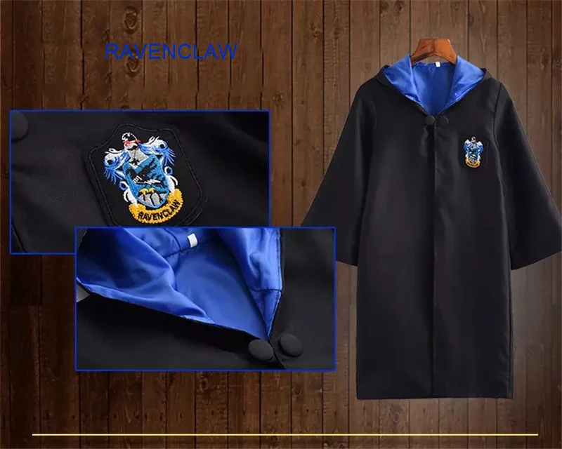 5PCS Set Magic Costume Robe Gryffindor Slytherin Ravenclaw Hufflepuff Cosplay Potter Costumes Kids Adult Cape Cloak E2103AD