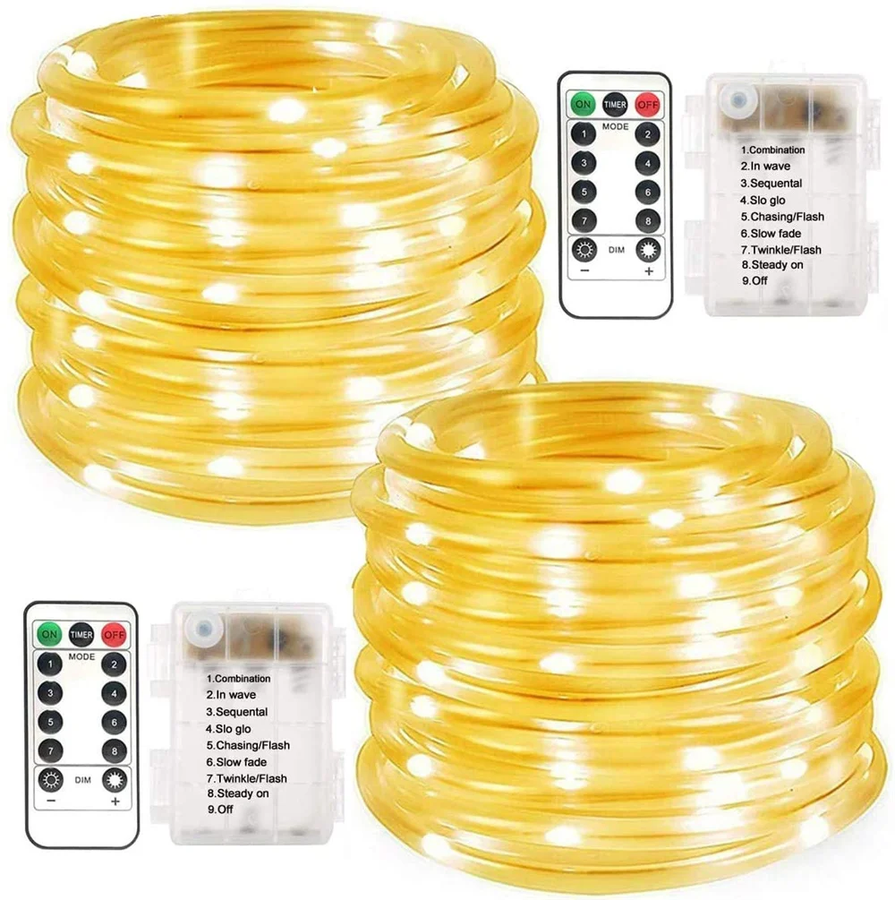 thumbnail image 1 of Guirnalda de luces LED para exteriores, guirnalda de luces de cuerda con forma de tubo de hadas para jardín, patio, decoración navideña de Año Nuevo 2023, 5 m, 10 m, 15 m, 1 of 5