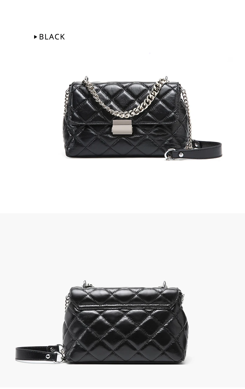 Women Fashion Designer Diamond Lattice Chain Bag Cow Genuine Leather Ladies Shoulder Handbags Quilted Tote Bags Small Female Hot