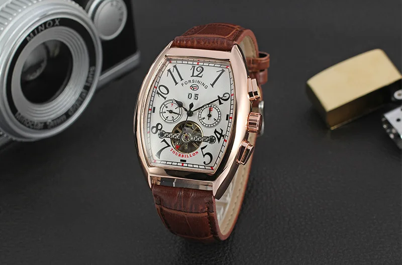 Reloj Hombre классический бренд Tourbillon обёрточная бумага Авто Дата механические часы мужские часы водонепроницаемые автоматические Прямоугольные Наручные часы