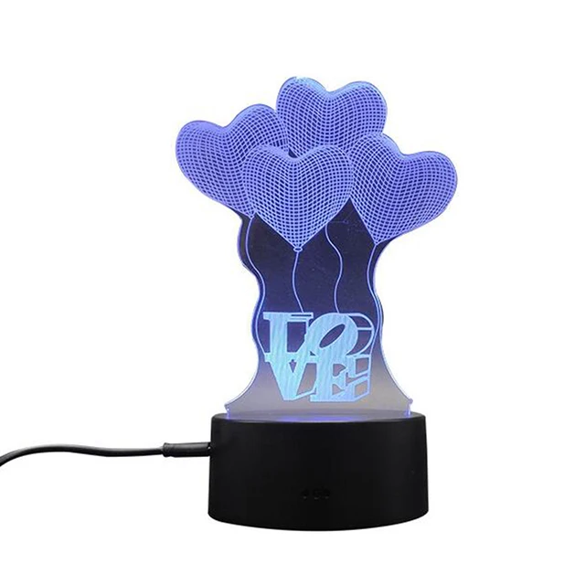 New 3D Illusion Lamp RGB LED Night Light Acrylic Panel for Kids Cartoon Gifts 1PCS 3