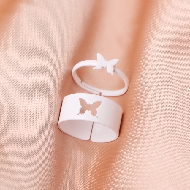 Lover Star Moon Aircraft Cherry Dinosaur Butterfly Rings for Women Men Couple Open Ring Set Engagement Wedding Jewelry