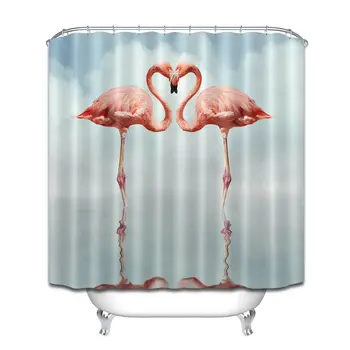 

Flamingo Lover In Water Waterproof Fabric Shower Curtain Hooks Bath