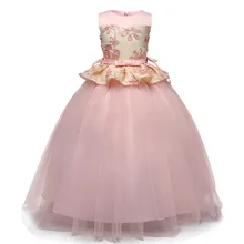 Платье принцессы с цветочным рисунком, платья для выпускного вечера для девочек, Длинные вечерние и свадебные детские платья, одежда для девочек 6 лет, зеленое платье для детей 5-14 лет