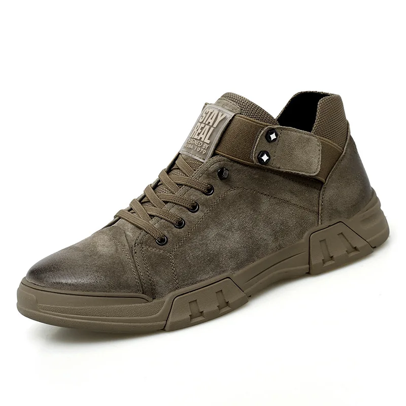 

2019 Winter New Style Mid-high Leisure Shoes Men's England Genuine Leather Martin Boots Retro Fashion MEN'S Short Boots