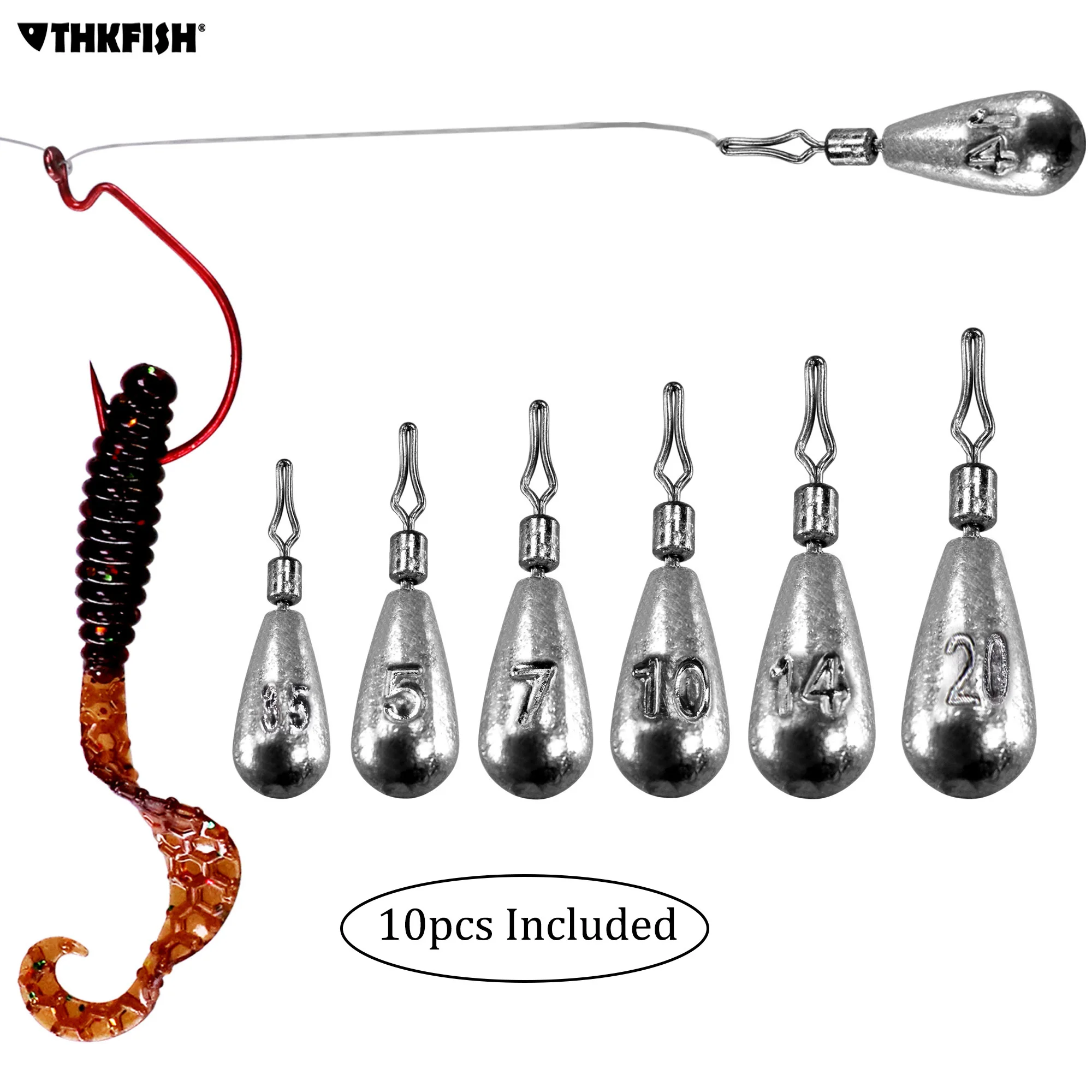 10 pièces/lot plombs de pêche 3.5g 5g 7g 10g 14g larme poids de tir accessoires de pêche