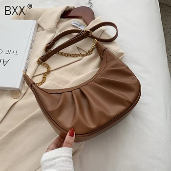 

[BXX] Small PU Leather Crossbody Bags For Women 2020 Autumn Simple Shoulder Handbags Female Trend Travel Chain Bag HO344