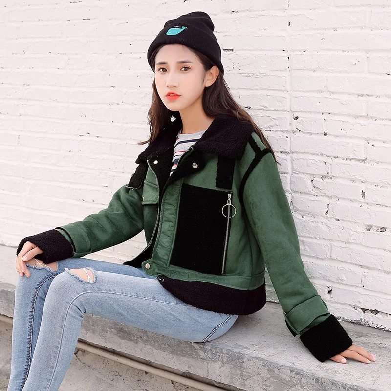 Winter New Style Korean-style Zhoudongyu Celebrity Style Lambs Wool Coat Women's Short Cotton-padded Clothes