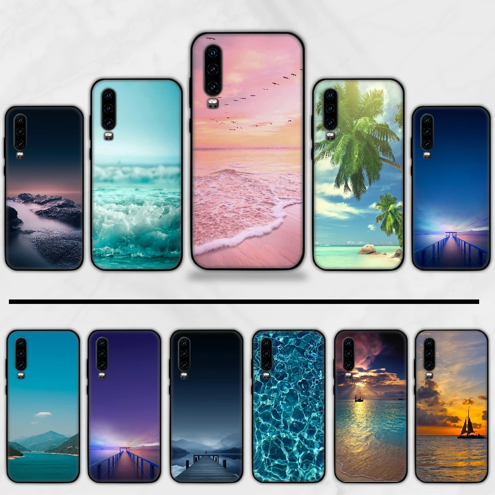 silicone case for huawei phone Biển Đảo Du Lịch Bãi Biển Đại Dương Hoa Văn Ốp Lưng Điện Thoại Funda Cho Huawei P9 P10 P20 P30 Lite 2016 2017 2019 Plus pro P Thông Minh silicone case for huawei phone