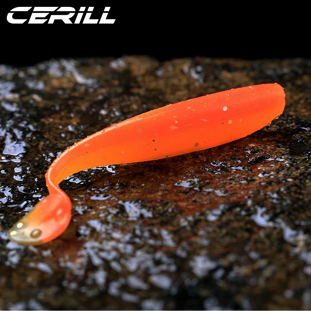 Лот 20 Cerill Мягкая приманка 6 5 см Шед воблер силиконовая червь T Tail Shiner двухцветная