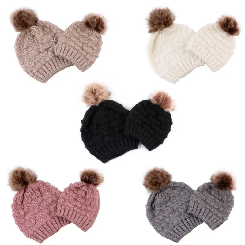 

Mom Beanie Hat Cap Knitted hat Newborn Baby Knit Soild Cotton Blend Women Warm
