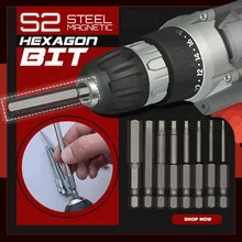 

8pcs Magnetic Hexagon Screwdriver Bit S2 Steel 1/4 Inch Hex Shank Screw Drivers Set 50mm Length H1.5-H8