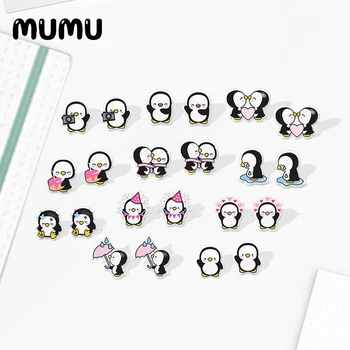 

2020 New Lovely Penguin Stud Earring Penguins Hug Acrylic Earring Funny Handmade Earrings Epoxy Printed Jewelry Gril Boy