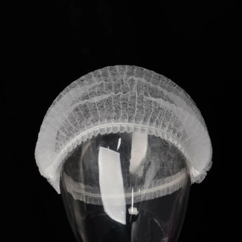 100Pieces Disposable Hair Shower Cap Non-woven Bath Caps Hair Cap Pleated Anti Dust Bouffant Cap Bathroom Accessories