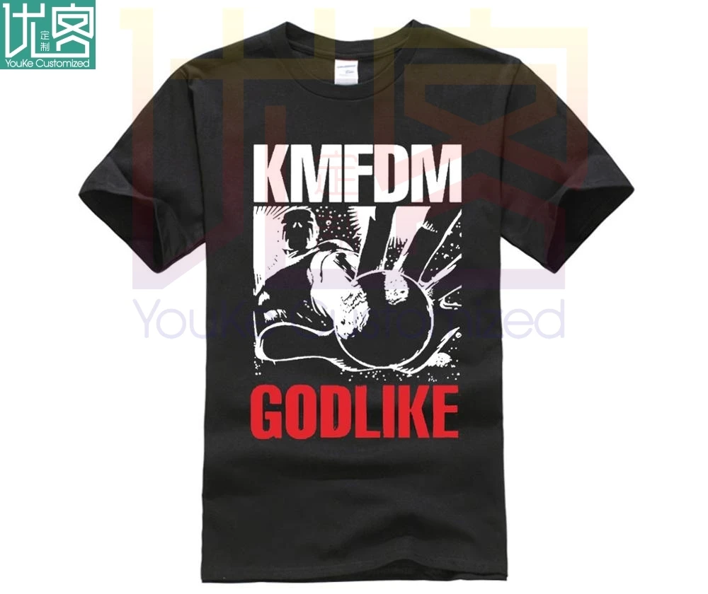 men short sleeve t shirt KMFDM Men's Godlike Slim Fit T-shirt Black 3D T Shirt Men Plus Size Cotton Tops Tee Men T Shirt