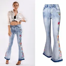 

Vintage Flare Jeans Ladies Casual High Waist Embroidered Women Streetwear Blue Skinny Jeans Female Sexy Fashion Denim Pants y2k
