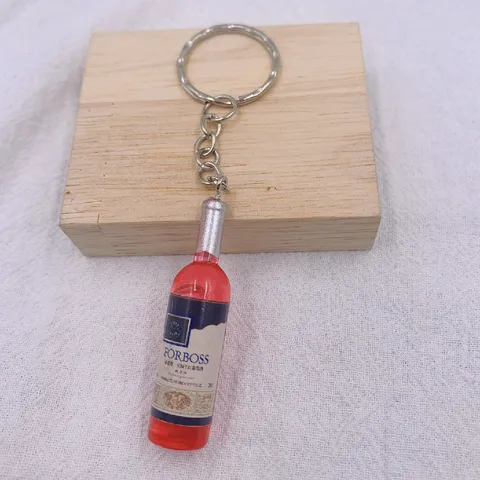 New Women/Men's Fashion Handmade Resin Wine Bottle Key Chains charm Key Rings Alloy Charms Gifts Wholesale