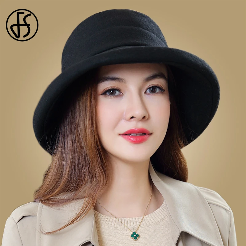 Sombrero de ala ancha para mujer, gorro de lana de fieltro flexible, color  rojo, para invierno|Sombrero de cubo para mujer| - AliExpress