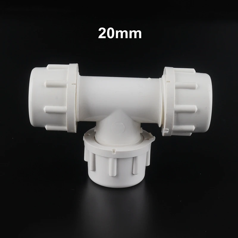 1pc Inner Dia 20/25/32mm PVC Tee Connector Garden Irrigation PVC Quick Connectors High Quality PVC Repair Joint - Цвет: 20mm