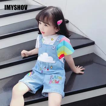 

Little Kids Clothes For Girls Summer Denim Overalls+ T Shirt Clothing Sets 2020 Toddler Girl Outfits 2-7 Years Baby Children Top